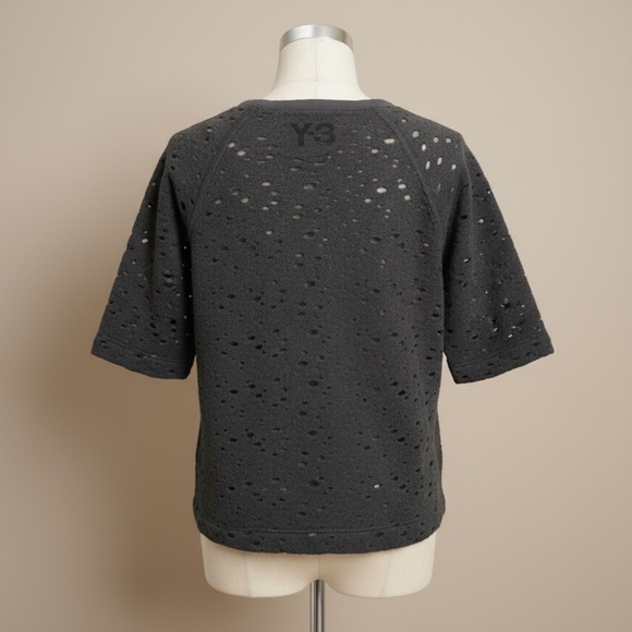 Y-3 Adidas Yohji Yamamoto Perforated Tee Grey XS - Picture 2 of 14